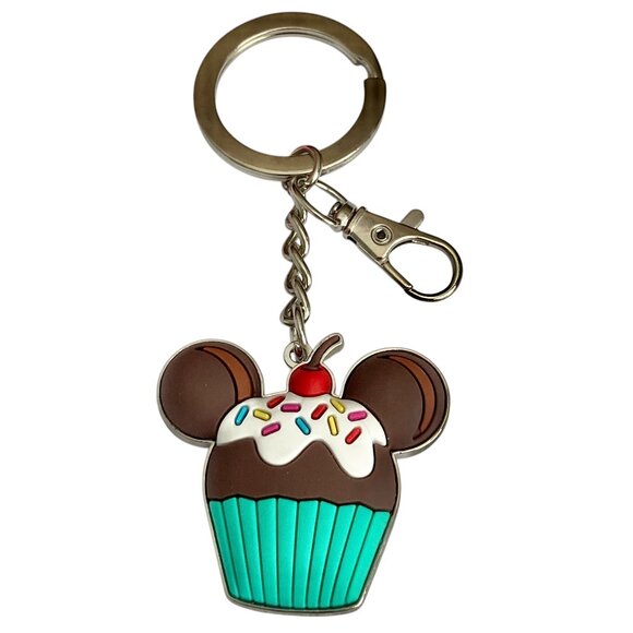 Disney Mickey Mouse Cupcake Snack Keychain Keyring Bag Purse Charm Zipper Pull - Picture 1 of 8